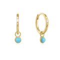 Fashion Minimalist Jewelry 925 Sterling Silver Earrings Round Turquoise Drop Pendant Gold Plated Hoop Earrings for Women