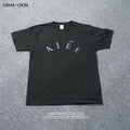 Custom 250gsm Heavy Weight Vintage Cotton Black T-shirts Oversized Leather Embroidery Digital Printing Graphic Tshirts