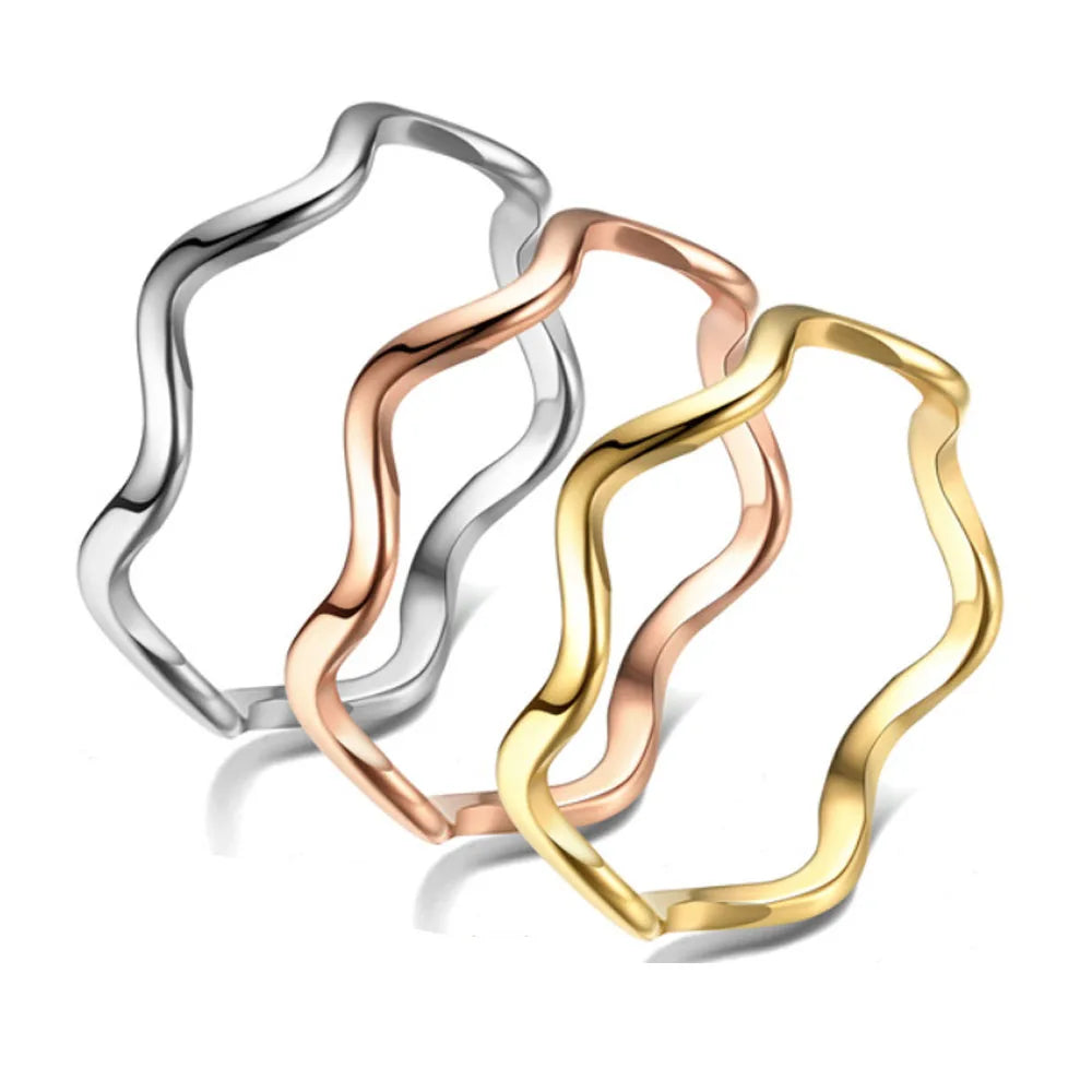 Wholesale Bulk Fashion Stainless Steel Wave Wire Finger Ring Jewelry Rings Jewelry Design