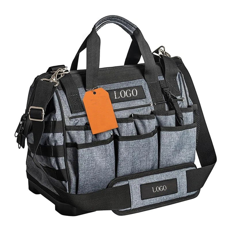 16" Molded Base Heavy Duty Open Mouth Top Large Tool Bag Tote Box Bags Storage Organizer Tools Bag for Men and Women
