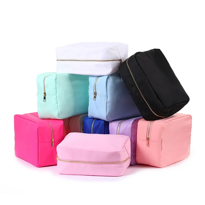 Hot Selling Colorful Glitter Confetti Powder Clear Pvc Cosmetic Pouch Transparent Fashion Bag Print Top Strap Metal OEM Logo Pcs