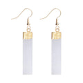 Selenite Long Teardrop with Line Fish Hook Drop Dangle Selenite Gemstone Earrings Natural Opp Bag Rectangle 10g JSY Jewelry