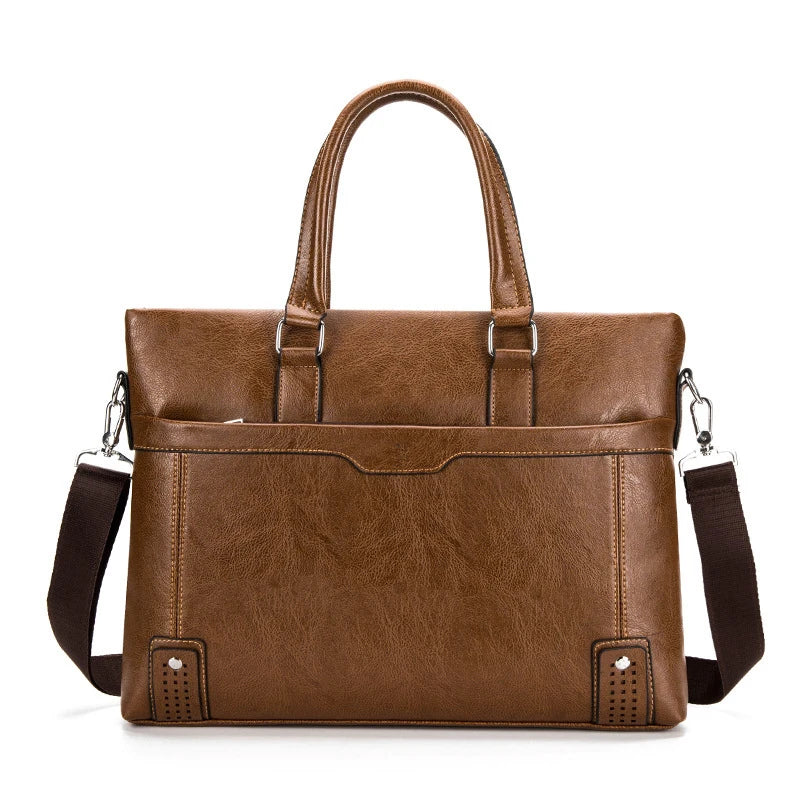 14 Inch PU Messenger Bags Office Briefcase Crossbody Travel Bag for Men and Women College Business Leather Laptop Bag