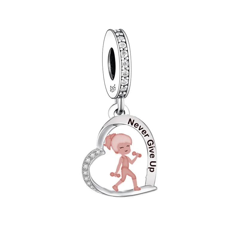 Fit Original Brand Charm Bracelet 925 Silver Fitness Girl With Dumbbell Bead for Women Jewelry Making 2023