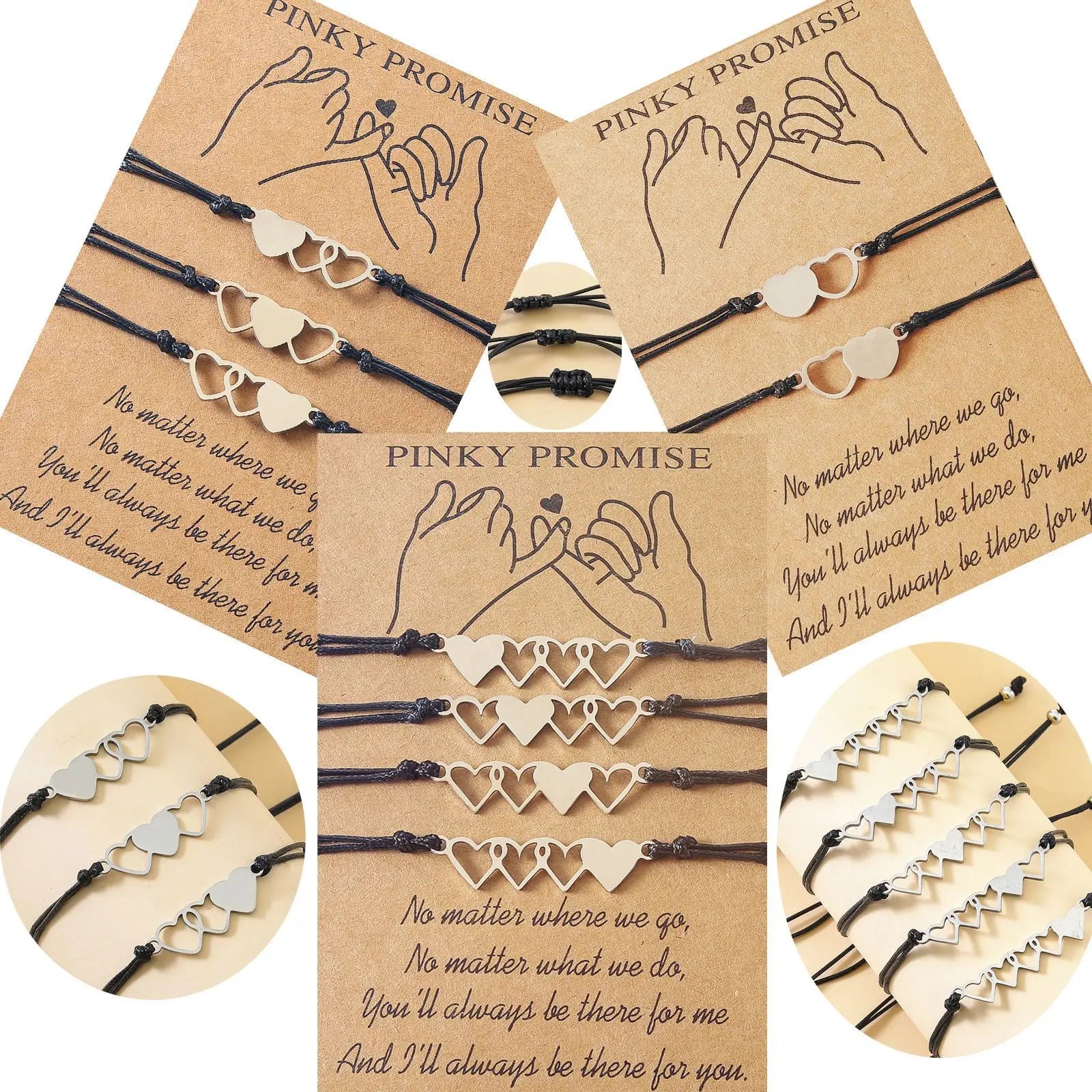 Wholesale New Female Friendship Love Adjustable Stainless Steel Heart Bracelets Hand Woven Bracelet Fashion Charm Bracelets