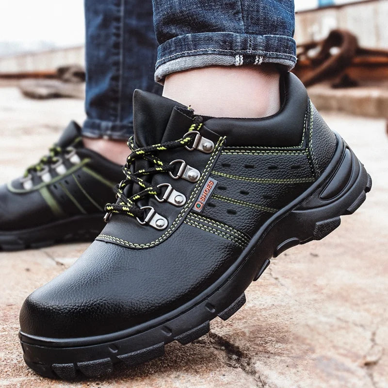 For GUYISA Men's Casual Safety Shoes with Steel Toe Hot Sale Summer Lightweight Non-Slip Rubber Sole Work Style
