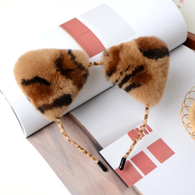 Fashion Fox Cat Ear Hair Band Popular Plush Cat Ear Headband Black White Soft Real Fur Hairband Party Cosplay Hair Accessories