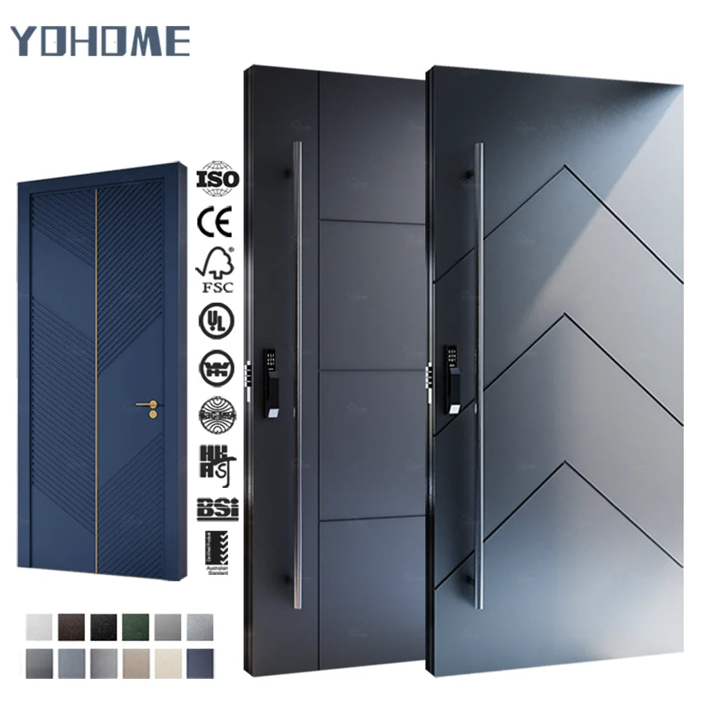 Germany Approved Stylish High-quality Standard Burglary Resistance Safety Aluminum Single Security Entrance Front Doors