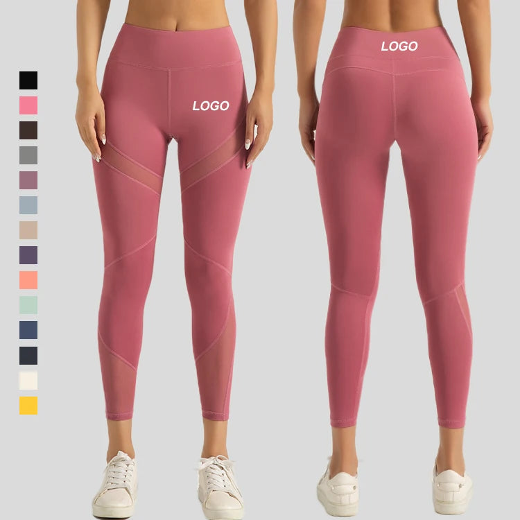 High Waist Full Length Spandex/Polyester Gym Fitness Leggings Butt Lift Four-Way Stretch Solid Pattern Workout Yoga Pants for