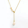 Joolim Snake Chain Pull-out Type Adjustable Freshwater Pearl Pendant Necklace Stainless Steel Jewelry Wholesale Drop Shipping