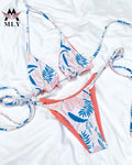 MLY Custom High Waist Women 2 Pieces Set Bikini Repreve Fabric Swimwear