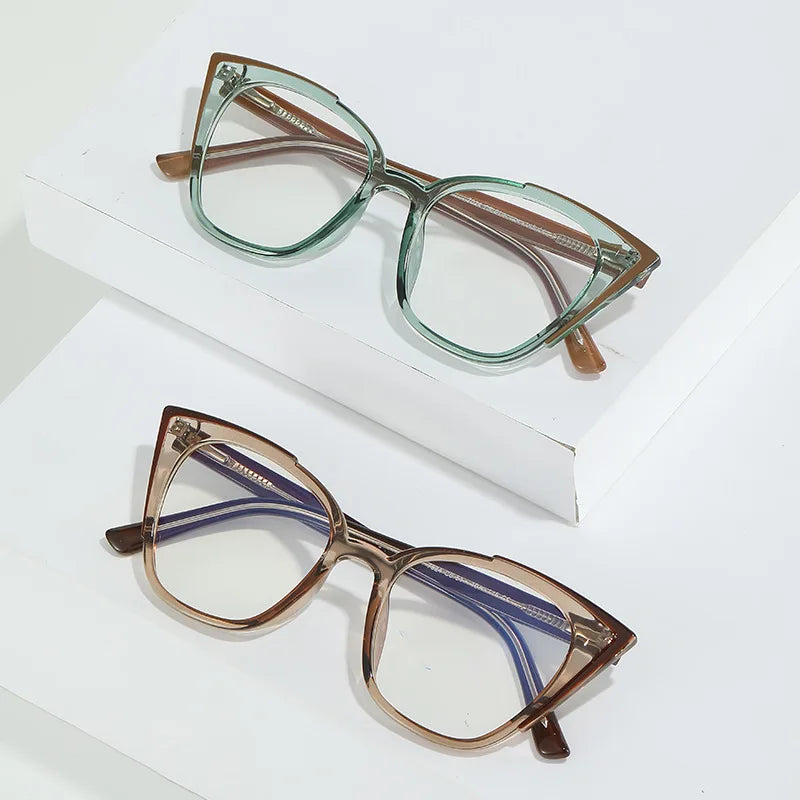 7024 Luxury Optical Frame Design Custom Logo Cat Eye Blue Light Blocking Glasses for Women PC Material Solid Pattern