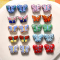 Dainty 16*12-13mm Colorful Ceramic Charms Handmade Graffiti Butterfly Loose Beads Beaded for DIY Jewelry Making Accessories