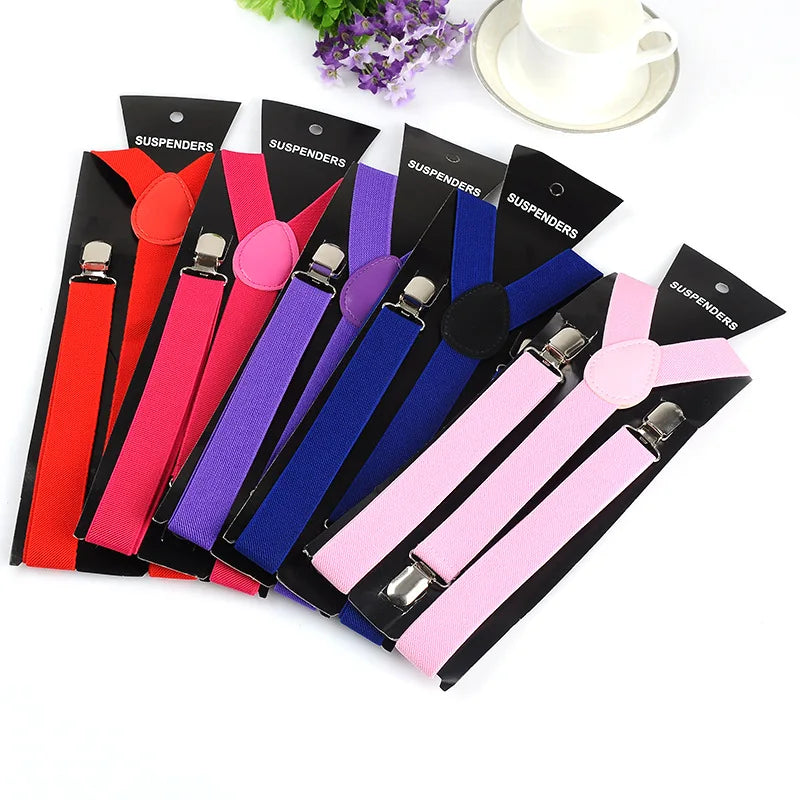 Unisex Strap Bretels/Suspenders for Men and Women Fashionable Plain Black with Navy Red Burgundy Elegant Braces