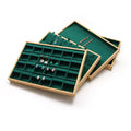 Wholesale Custom Green Velvet Jewelry Ring Stud Earrings Display Bracelet Pendant Solid Wood Display Tray