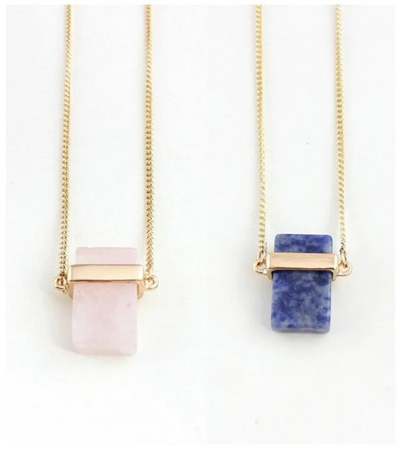 New  Trendy Crystal Jewelry Rose Quartz Pendant Natural Healing Stone Handmade Necklace