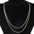 YWXS Wholesale Waterproof Men/women Jewelry Custom Bulk 3/4/5mm 18k Gold Plated Stainless Steel Twisted Rope DIY Chain Necklaces