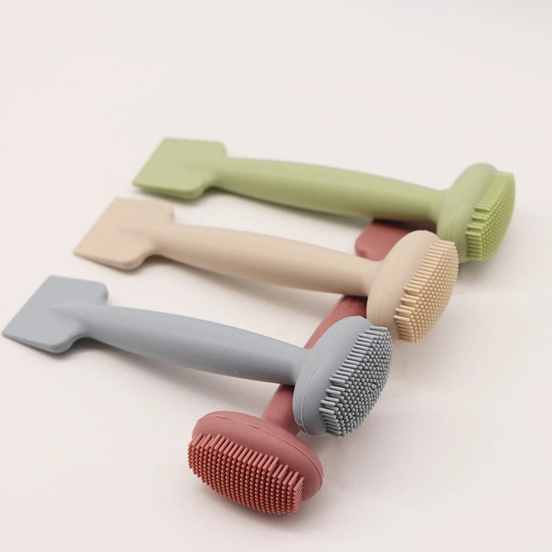 AOQI Cosmetic Applicator Facial Clay Brush Double Head Silicone Facial Cleaning Massage Brush for Skin Care