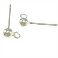 3mm 4mm 5mm Sterling Silver Earrings Earring 925 Silver Earring Findings Post Loop & Out Earnut Jewelry Component