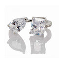 CAOSHI Pear Cut Cubic Zirconia Trendy Silver Color Engagement Band Openning Adjustable Rings Wedding Ring for Women