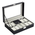 Hot Sale 8+2 Slot Multifunctional PU Leather Watch Jewelry Box with Transparent Window for Rings Earrings Watches