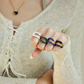 Wholesale Designer Jewelry Oil Dripping Finger Ring 18k Gold Plated Irregular Enamel Ring for Women Men