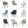 Luxury Modern Leather Dining Chair Slope Arm Powder Coating Metal Legs for Home Hotels Home Office Simple Modern Home Furniture