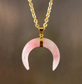 Healing Crystal Rose Quartz Amethyst Necklace Gold Plated Horseshoe Pendant with Link Chain Sword Pattern for Weddings Parties