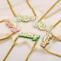 Customized Double Nameplate Acrylic Colorful Name Necklace Stainless Steel European and American Exquisite Shiny Female Pendant