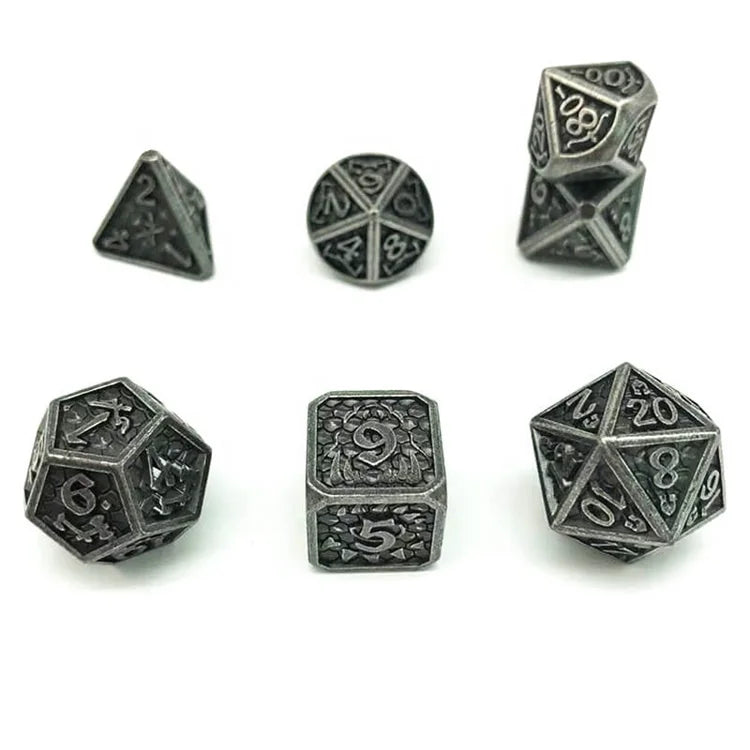 Factory Wholesale Metallic Nickel Polyhedral Metal DND Dice for Game Player
