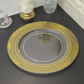 Luxury 13 Inch Gold Round Wheat Ear Pattern Plastic Charger Plate Gold Rim Candy Chocolate Plate for Wedding Party