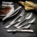 Baroque Royal 18/8 Stainless Steel Flatware Set Brushed Matte Frosted Silverware-Spoon Fork Knife Cutlery for Wedding Metal
