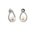 Tear Drop Shape S925 Freshwater Pearl Stud Earrings Vintage Earrings Pearl