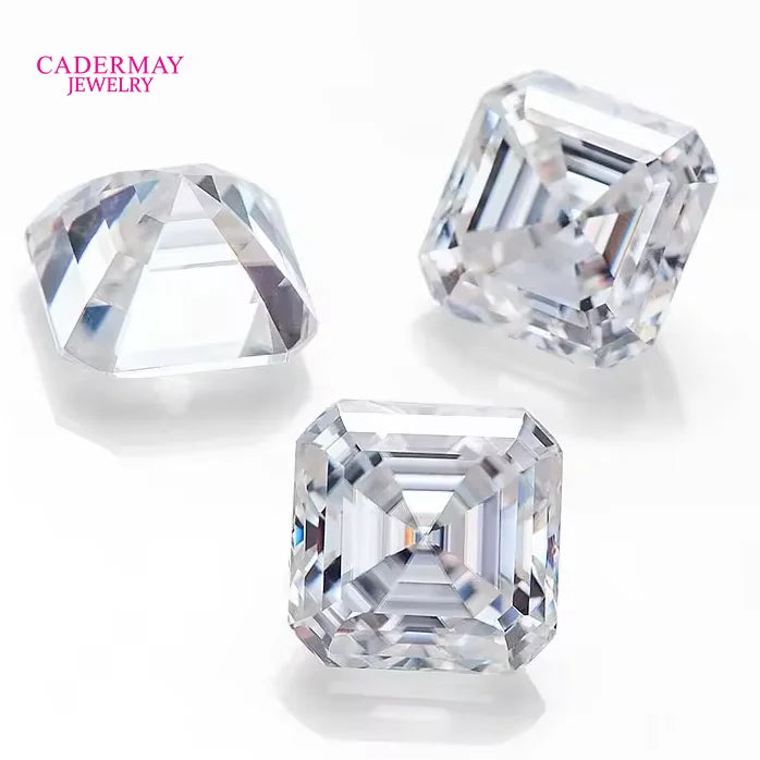 Cadermay Top Quality Asscher Cut Moissanite 3.5*3.5mm to 11*11mm D VVS1 Loose Fancy Moissanite Gemstone