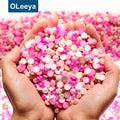 Oleeya Colorful ABS Plastic Rainbow Flat Pearl Beads Imitation Half Round Pearls for Jewelry Making