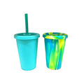 Custom Reusable Coffee Cup Unbreakable Silicone Drinking Coffee Cup  Waterproof Silicone Straw Cup for Kids and Adults
