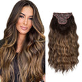 22inch Long Clip Hair Piece Water Wave Wig Synthetic Wigs Chocolate Brown Four Piece Set 11 Clip Body Wave for Women Hair
