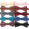 12 Colors Men Bow Tie With Pocket Square Solid Silk Butterfly Bow Tie for Men Plain Mens Bowties