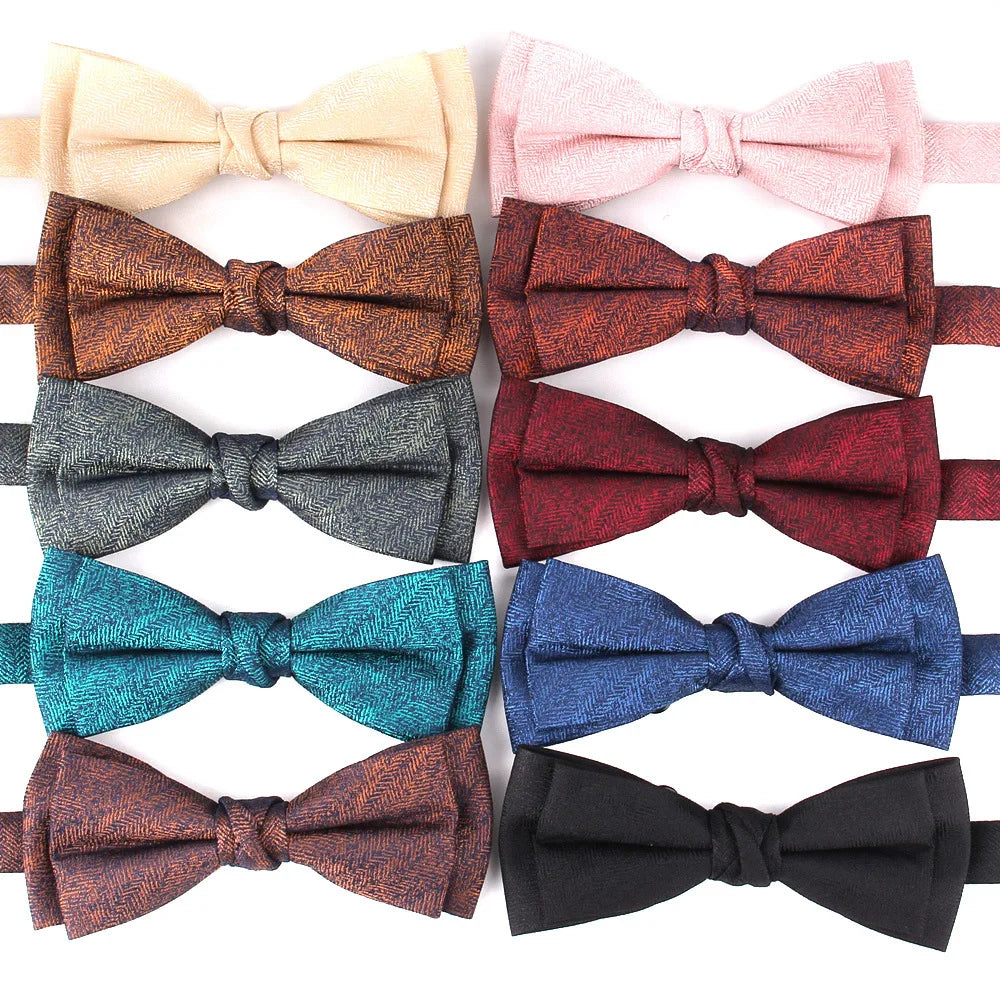 12 Colors Men Bow Tie With Pocket Square Solid Silk Butterfly Bow Tie for Men Plain Mens Bowties