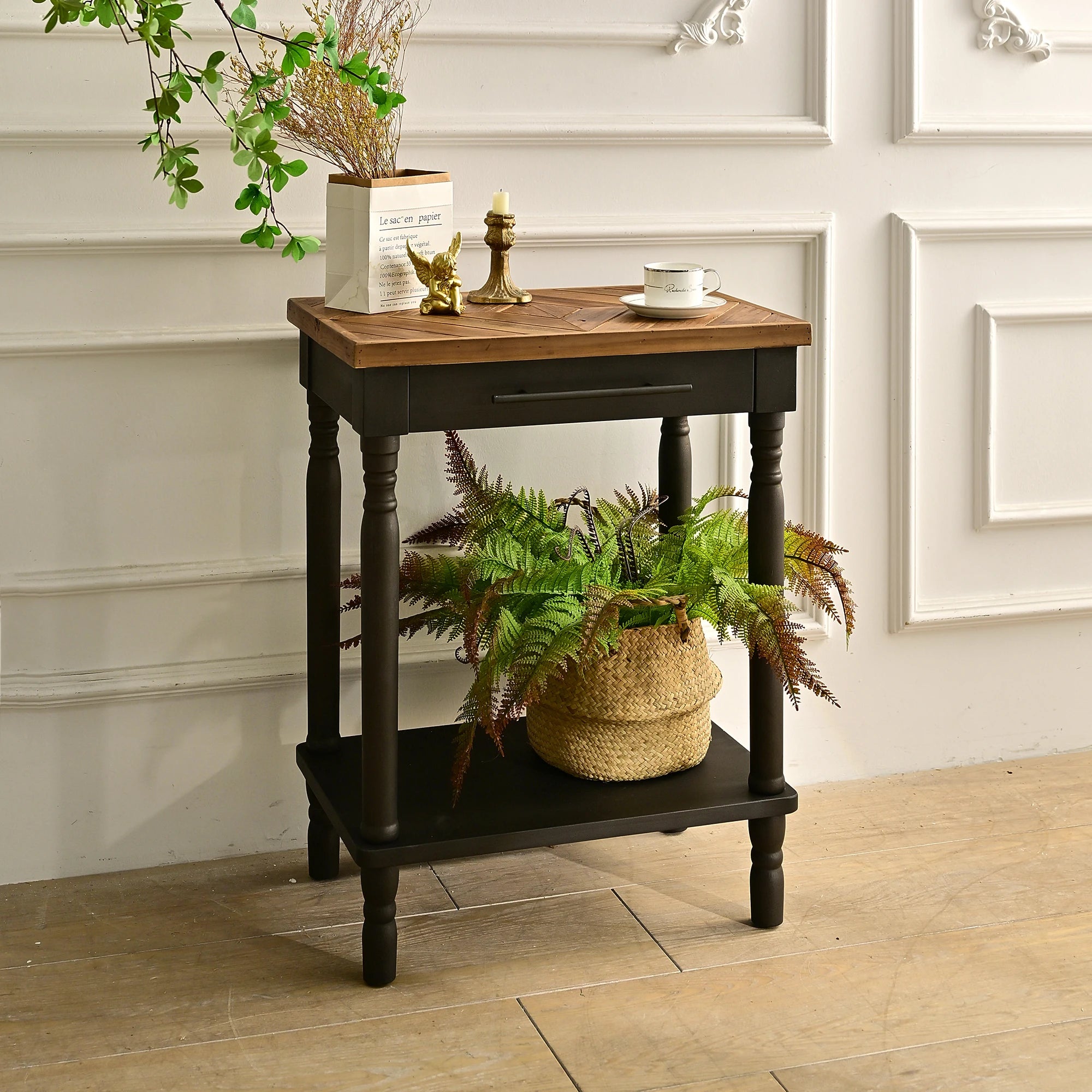 Antique Wood Top Durable Console Side Table Shelf Chinese Supplier's Rustic Farmhouse Design Living Room Dining Entry Storage