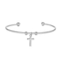 18K Gold Plated High Polish Stainless Steel Open Cuff Wrist Jewelry Trendy Cross Charm Pendant Dangle Bangle Women's Wholesale