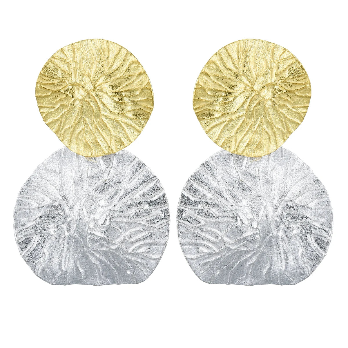 Custom Minimalism Round Vintage Double Lotus Leaves Dangle Drop Earring 925 Sterling Silver 14k 18k Gold  for Women Girl Lady