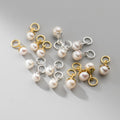 Trendy Elegance Gold Plating 925 Sterling Silver Round Imitation Pearl Charm Pendant for Jewelry Making Accessories
