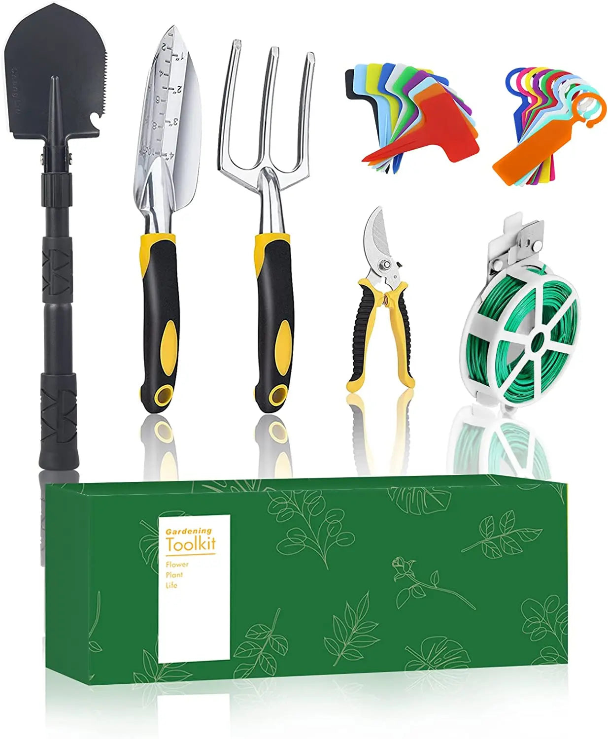Gardening Tool  Kits: 7-Piece Heavy Duty Garden Tool Set Rust-Proof Garden Tools Kit with Pruning Shears Garden Tote