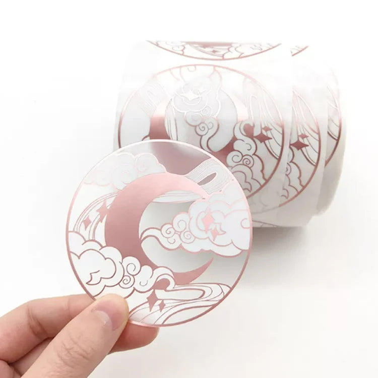 New Design 10ml Vial Circle Wig Cosmetic Stickers White Vinyl Label with Gold Accents for Perfume Lipstick Skin Care Toothpaste