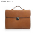 Hiram Beron Full Grain Italian Vegetable Tanned Leather Men's Briefcase Men Portfolio Case Wholesale OEM