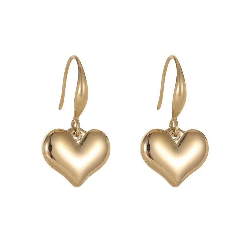 New Minimalist Heart Shaped Earrings Hoop Stud Solid Love Heats Pendant Earring Stainless Steel 18K Gold Plated 2024 Hot