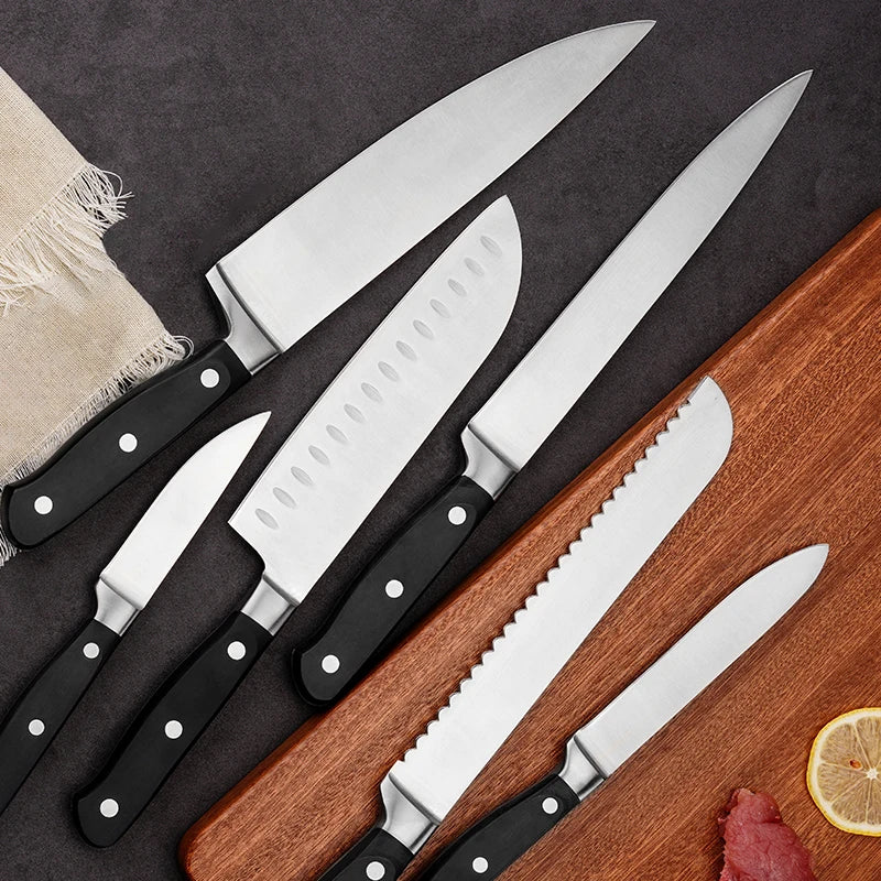 STELLAR 6 Piece Kitchen Knife Set 3CR13 Stainless Steel Blades with ABS & 430 Stainless Steel Bolster Handle