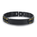 Custom Black and Gold Stainless Steel Blank bar Bracelet to Engrave for Men
