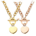 New Fashion Buckle Toggle Choker Stainless Steel Jewelry Heart Pendant Necklace
